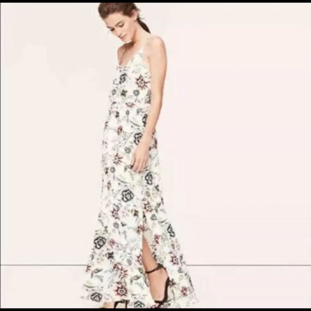 LOFT white floral dress